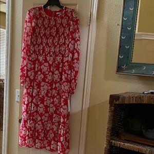NWT-Julia Jordan Red Floral Long Sleeve Dress